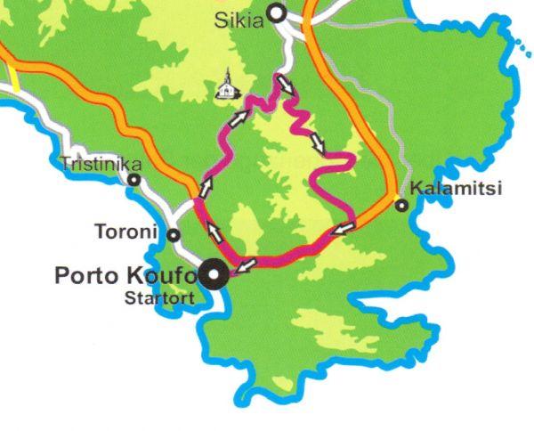 Cycling route Porto Koufo